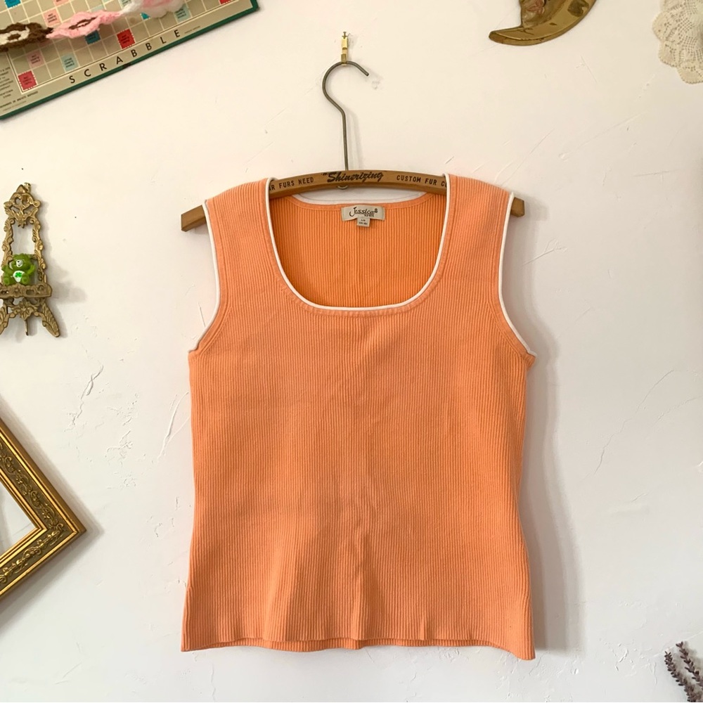 Peach Cropped Knit Tank Top by Jessica Sport Size L / 14-16 Y2K